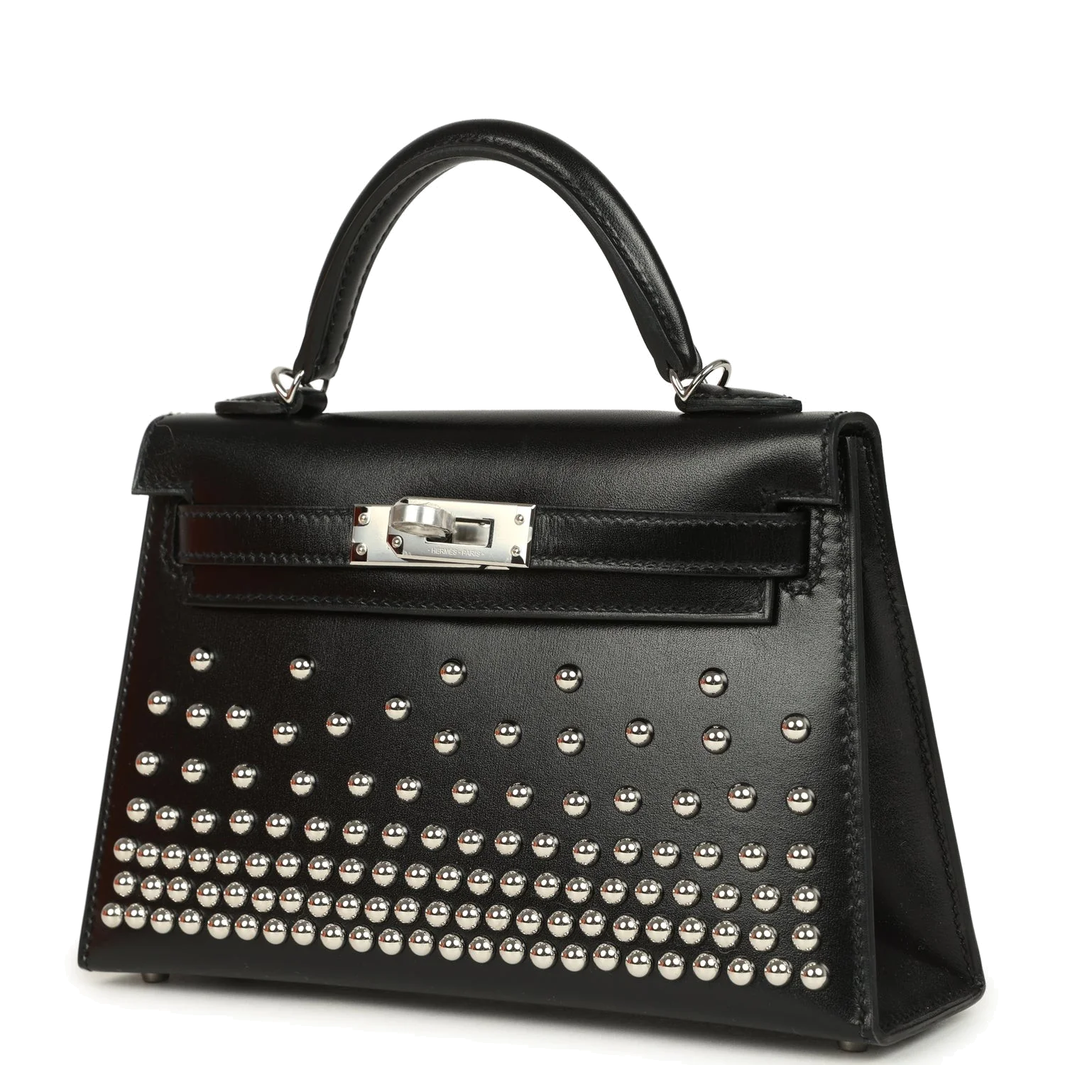 Hermes Kelly Sellier 20 Clouté Black Box Palladium Hardware — фото 4