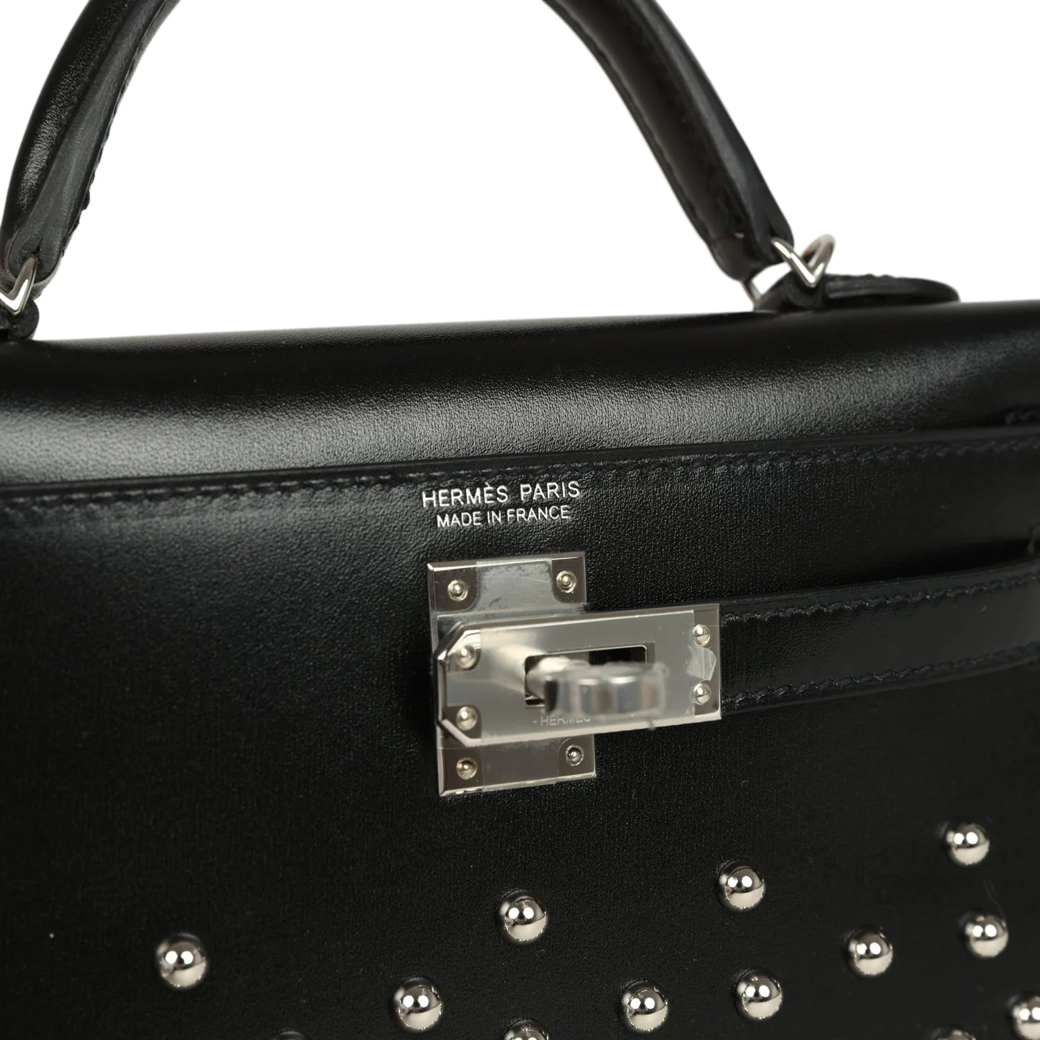 Hermes Kelly Sellier 20 Clouté Black Box Palladium Hardware — фото 8