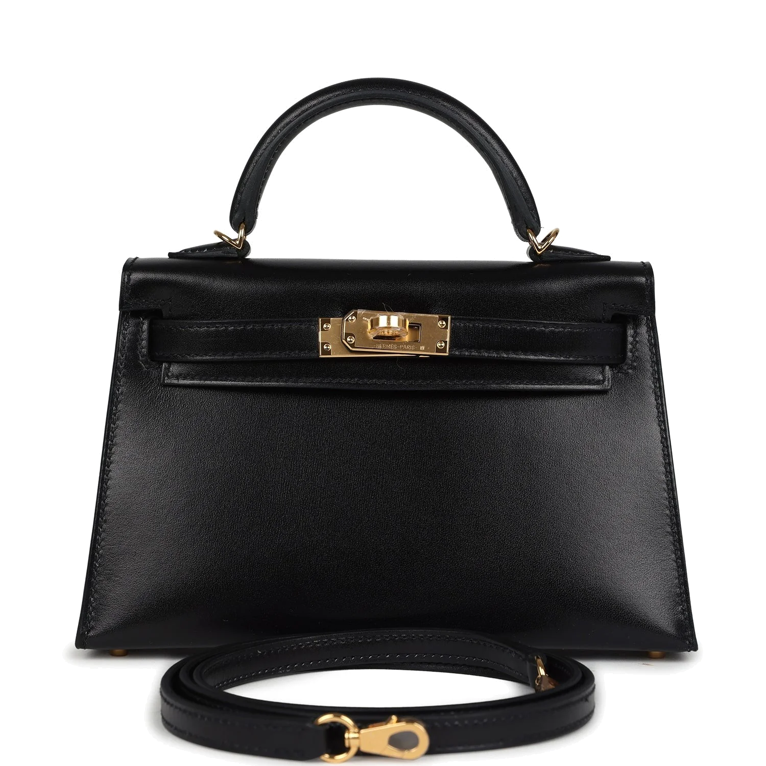 Hermes Kelly Sellier 20 Black Box Gold Hardware — фото 2