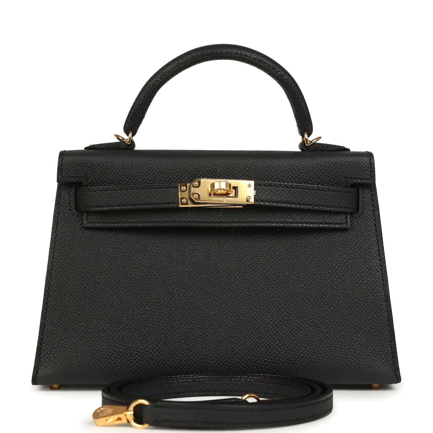 Hermes Kelly Sellier 20 Black Epsom Gold Hardware