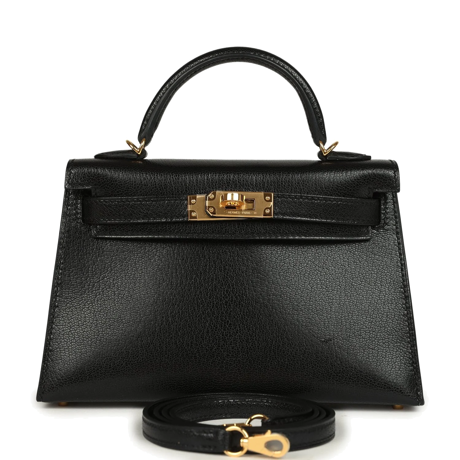 Hermes Kelly Sellier 20 Black Chevre Mysore Gold Hardware — фото 2