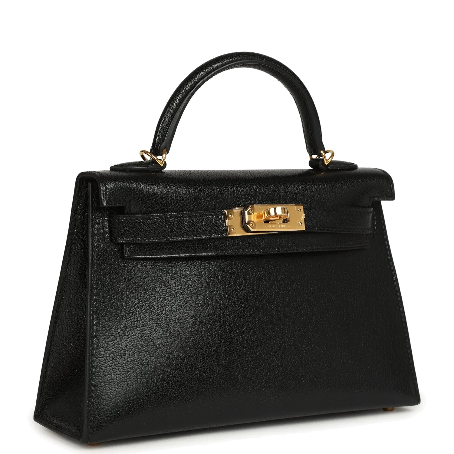 Hermes Kelly Sellier 20 Black Chevre Mysore Gold Hardware — фото 3
