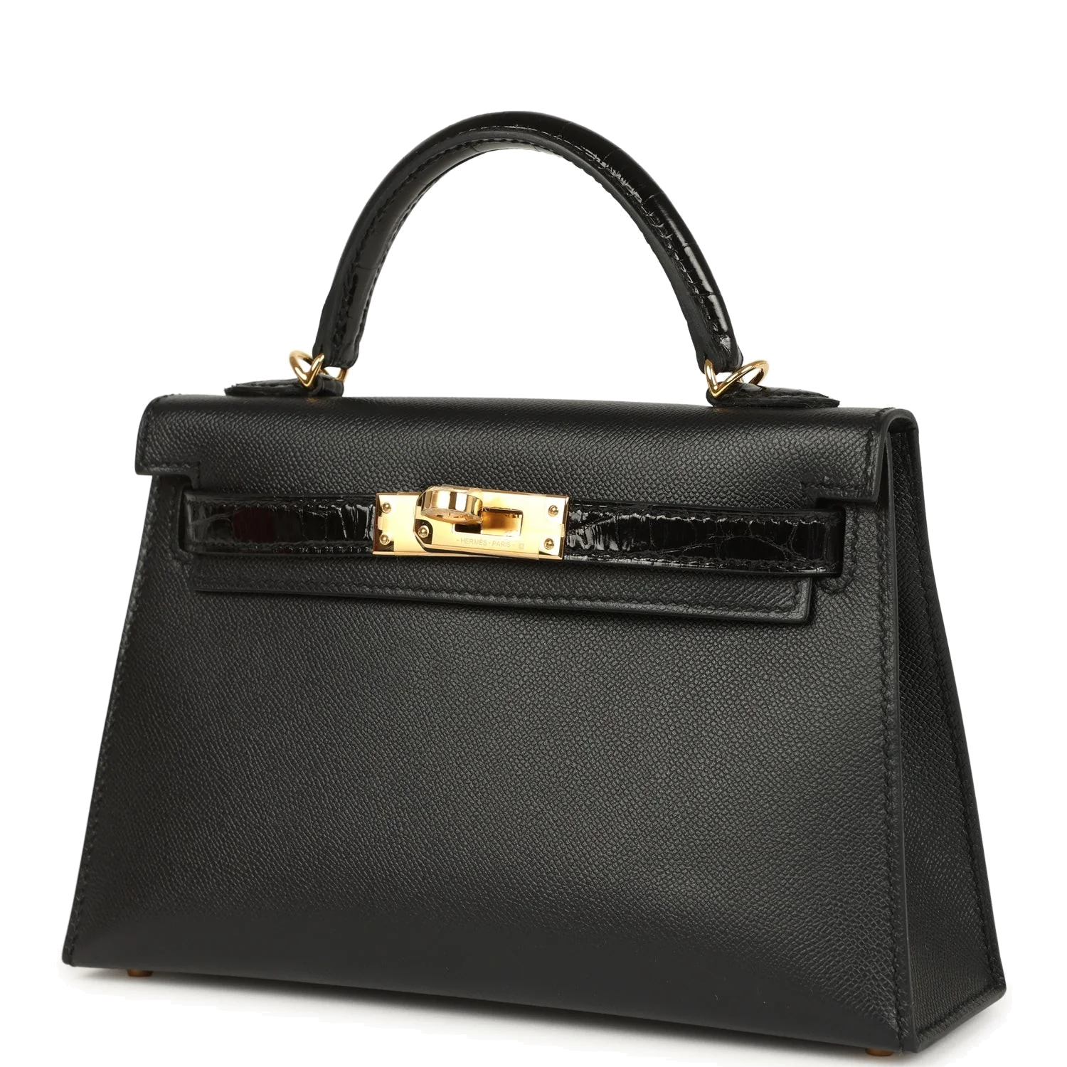 Hermes Kelly Sellier 20 Black Madame and Shiny Alligator Touch Gold Hardware — фото 6