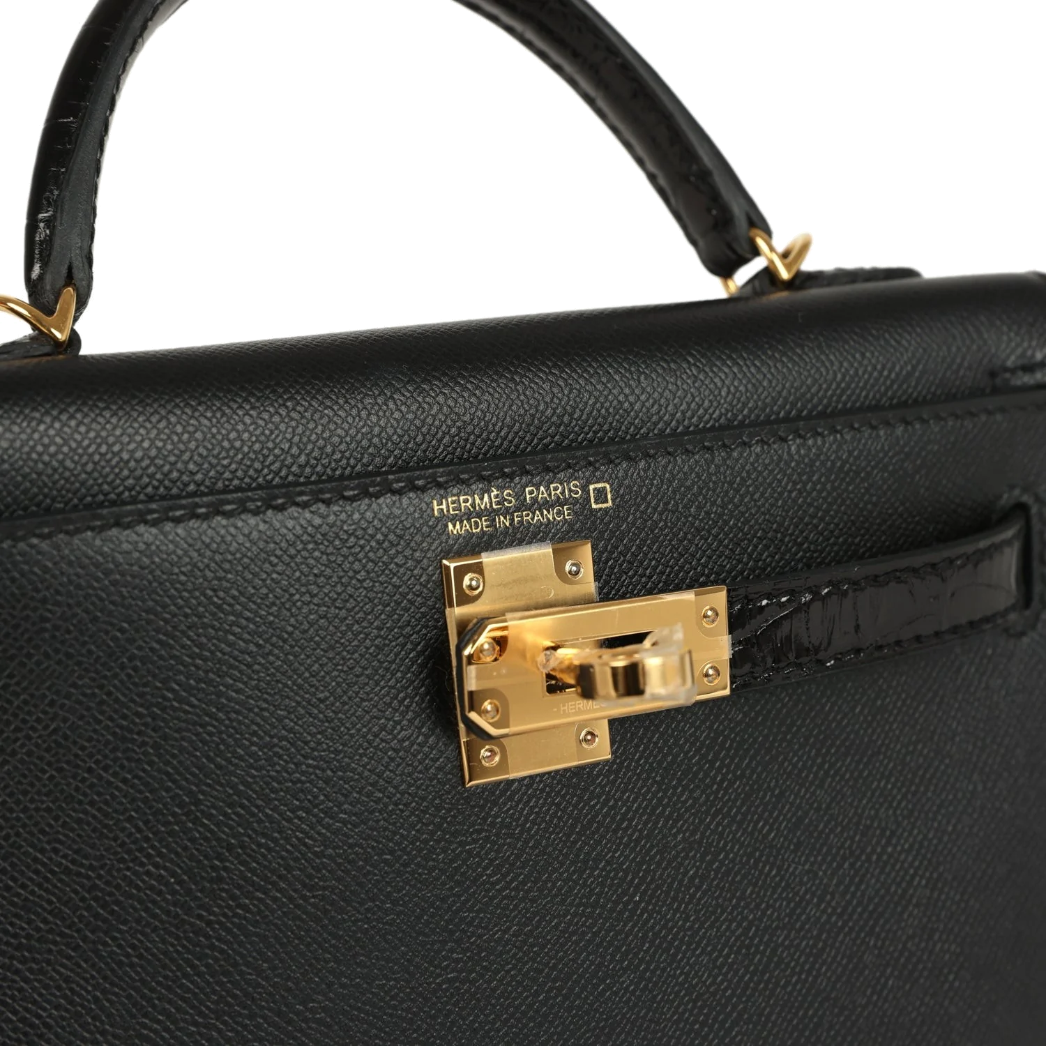 Hermes Kelly Sellier 20 Black Madame and Shiny Alligator Touch Gold Hardware — фото 8