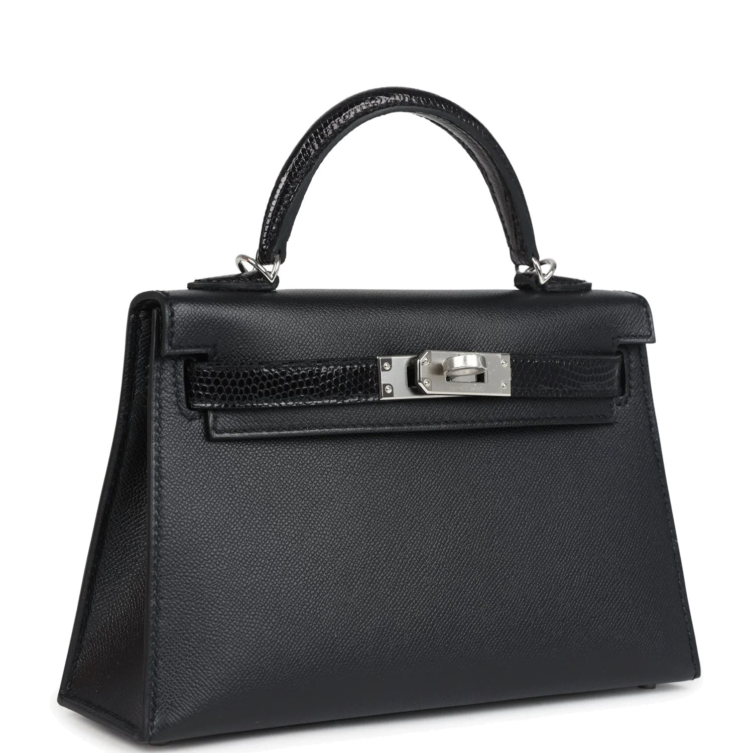 Hermes Kelly Sellier 20 Black Madame and Shiny Varanus Lizard Touch Palladium Hardware — фото 3
