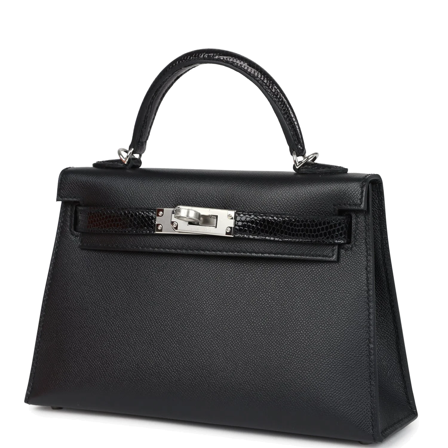 Hermes Kelly Sellier 20 Black Madame and Shiny Varanus Lizard Touch Palladium Hardware — фото 6