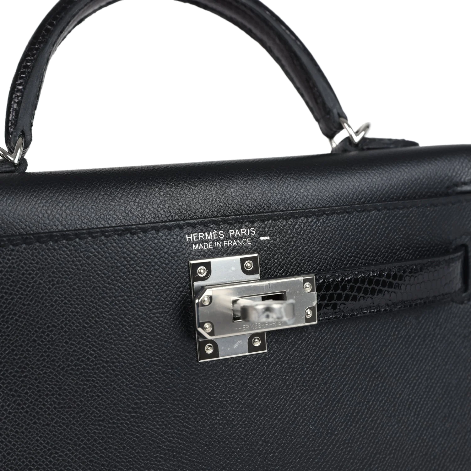 Hermes Kelly Sellier 20 Black Madame and Shiny Varanus Lizard Touch Palladium Hardware — фото 8