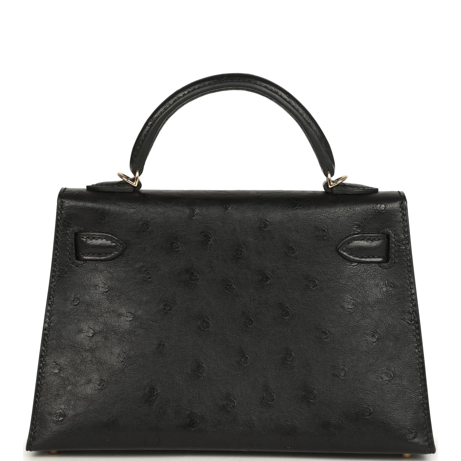 Hermes Kelly Sellier 20 Black Ostrich Permabrass Hardware — фото 5