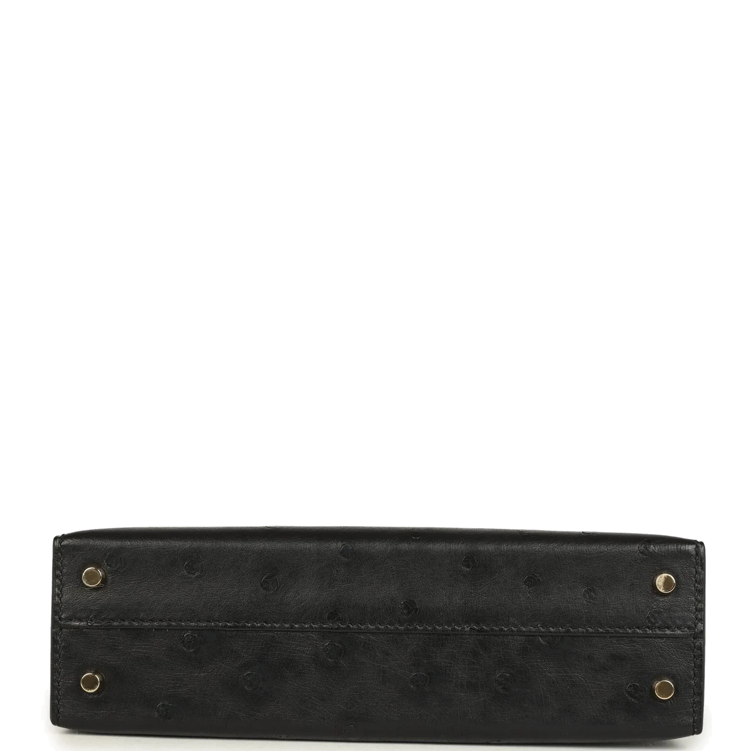 Hermes Kelly Sellier 20 Black Ostrich Permabrass Hardware — фото 7