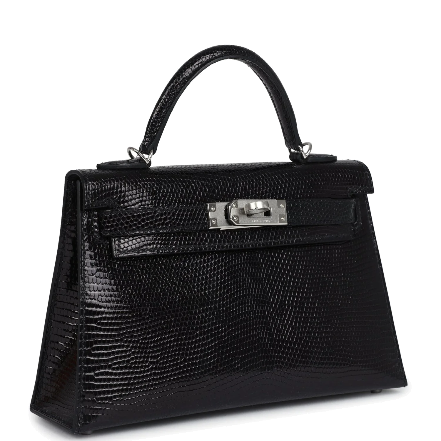 Hermes Kelly Sellier 20 Black Varanus Niloticus Lizard Palladium Hardware — фото 3