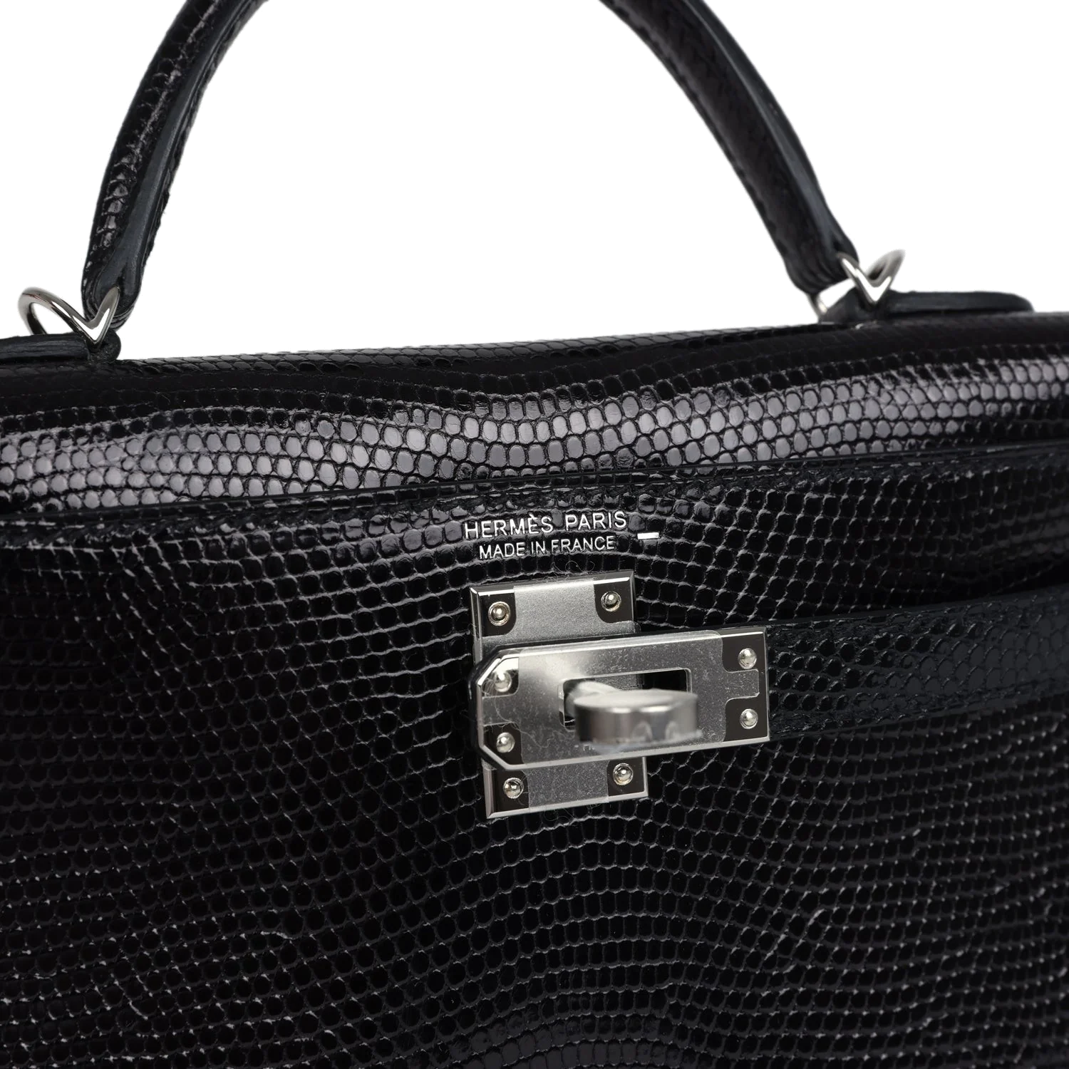 Hermes Kelly Sellier 20 Black Varanus Niloticus Lizard Palladium Hardware — фото 8