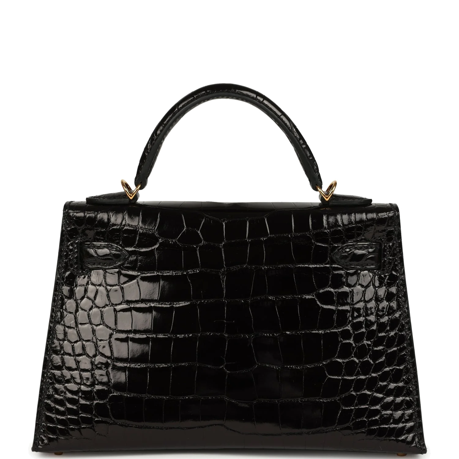Hermes Kelly Sellier 20 Black Shiny Alligator Gold Hardware — фото 5