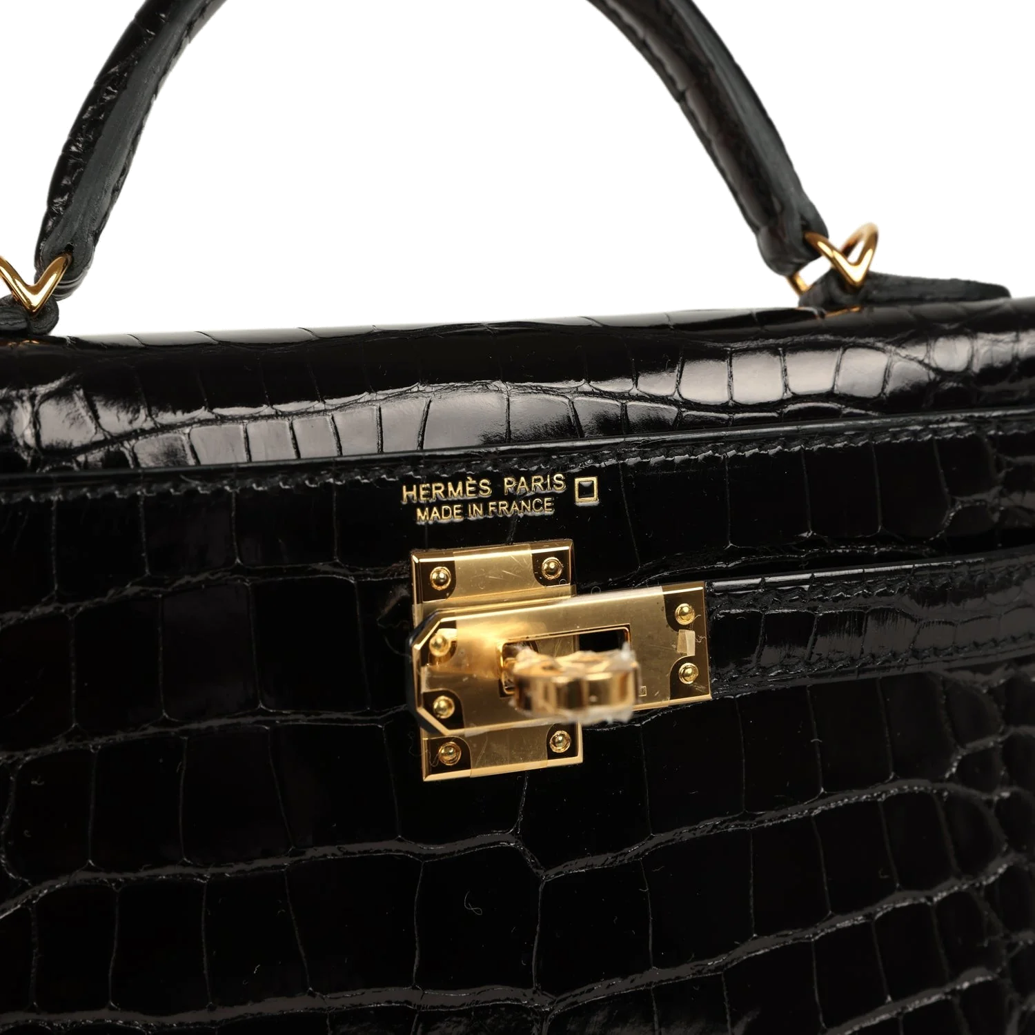Hermes Kelly Sellier 20 Black Shiny Alligator Gold Hardware — фото 8