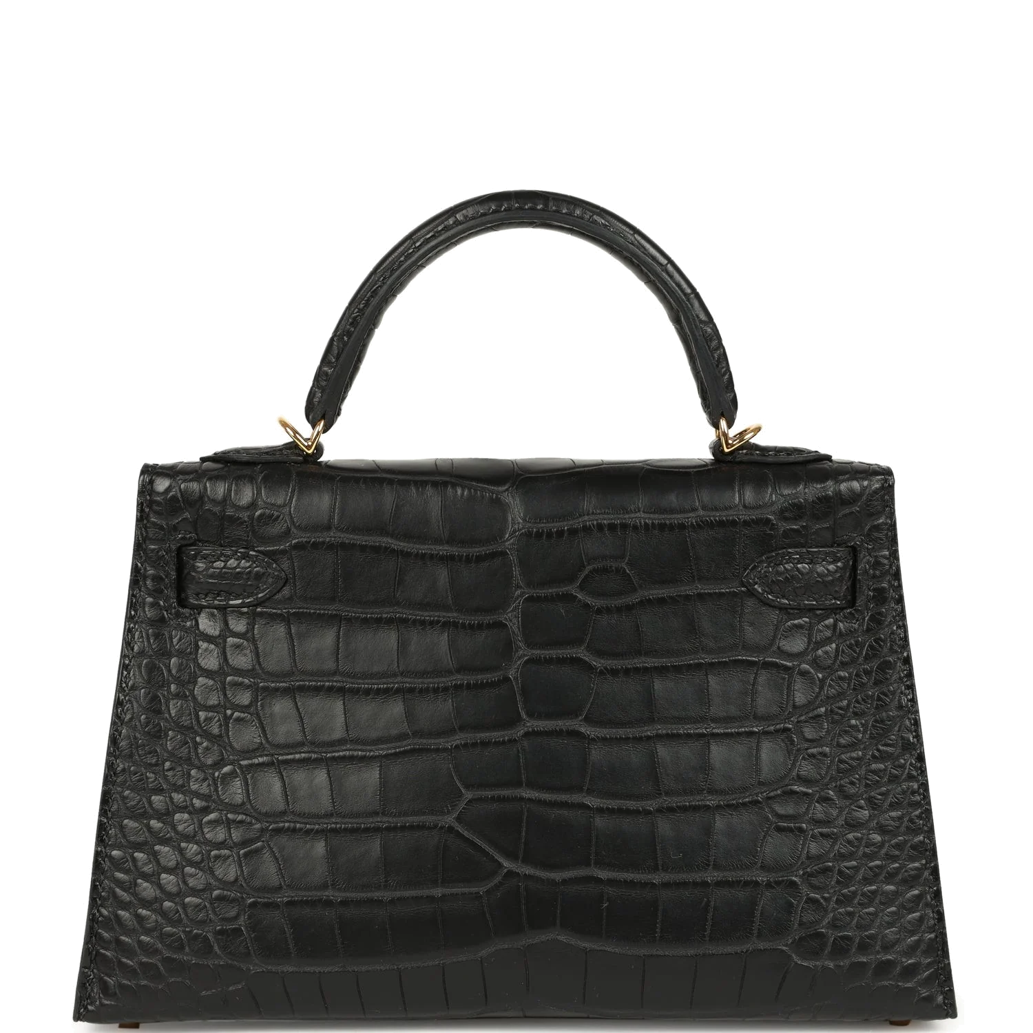 Hermes Kelly Sellier 20 Black Matte Alligator Gold Hardware — фото 5
