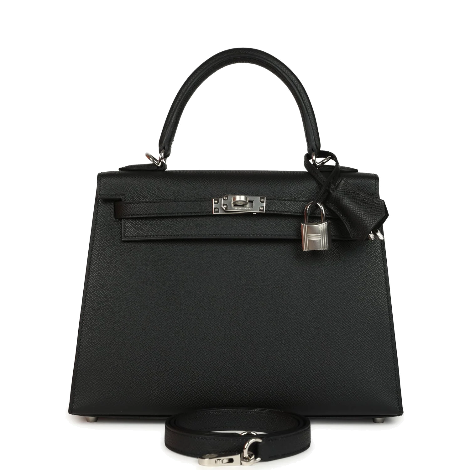 Hermes Kelly Sellier 25 Black Epsom Palladium Hardware — фото 2