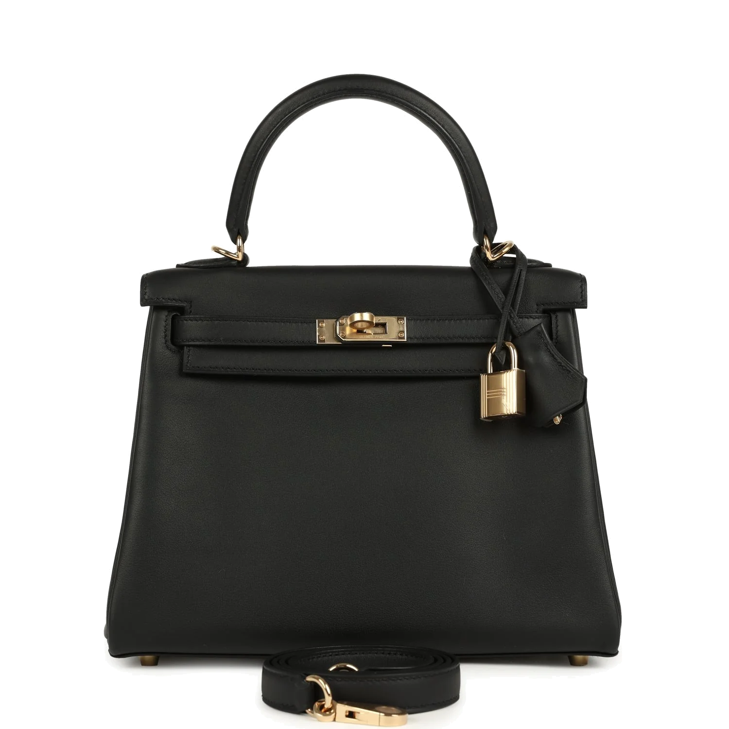 Hermes Kelly Retourne 25 Black Swift Permabrass Hardware