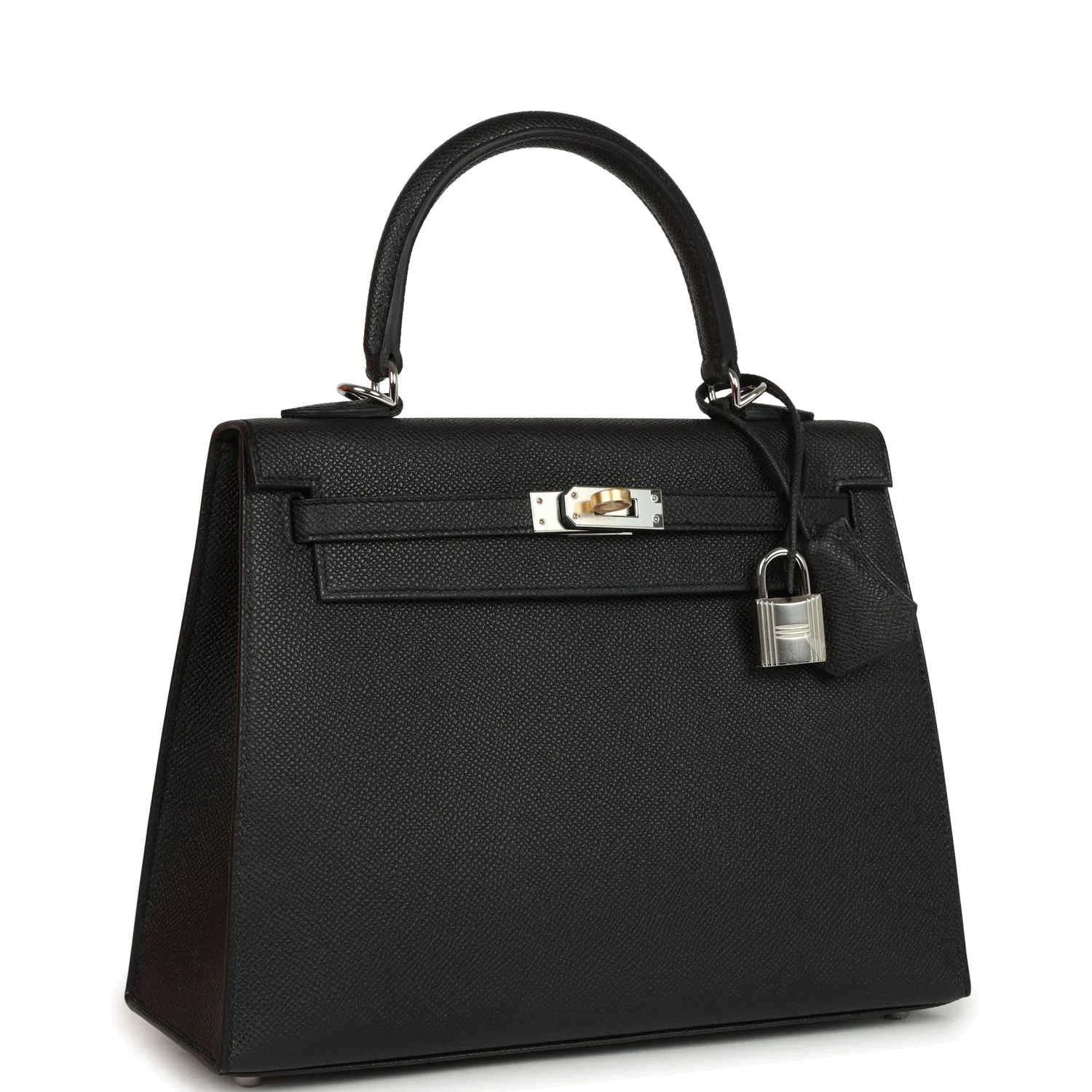 Hermes Kelly Sellier 25 Black Epsom Electrum Hardware — фото 3