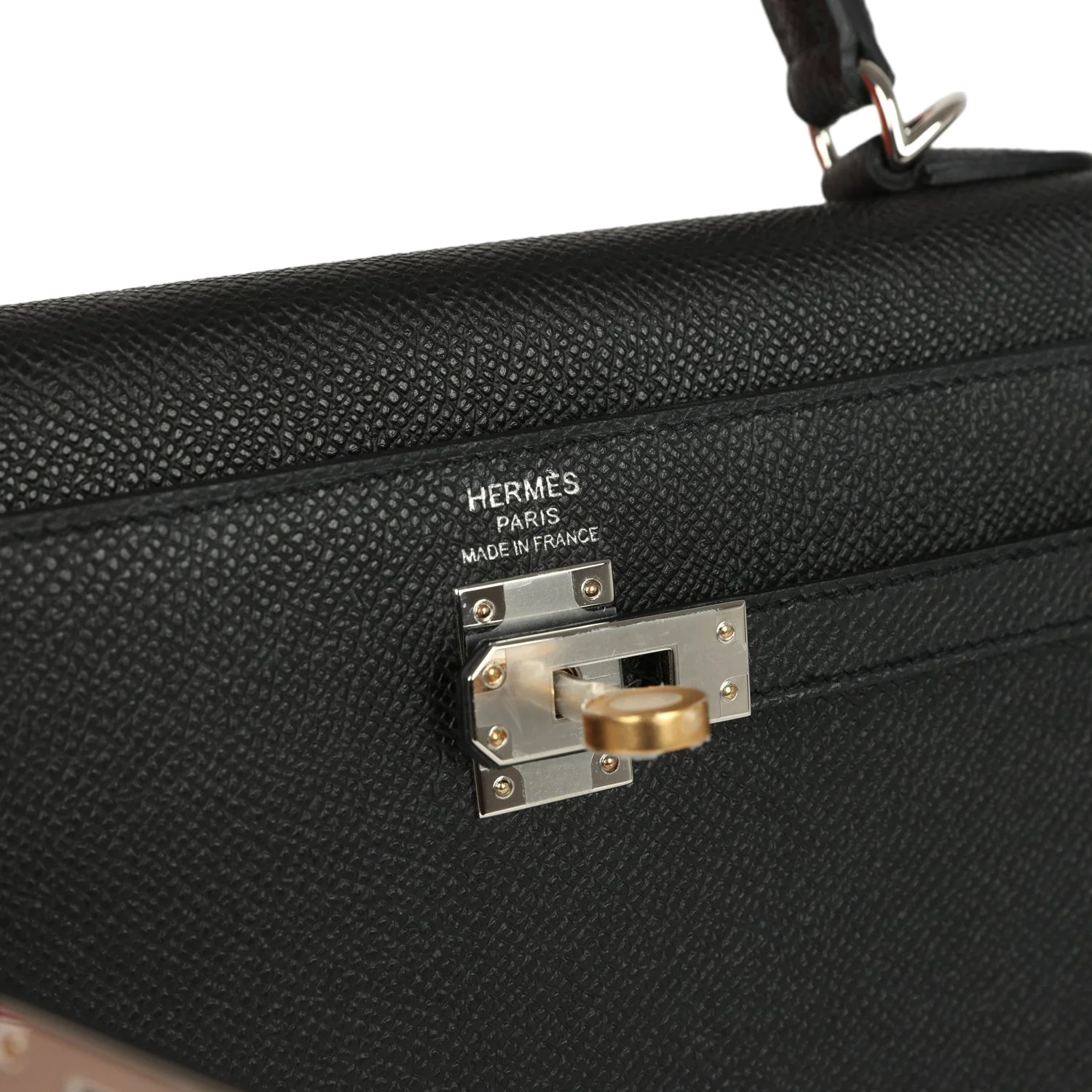 Hermes Kelly Sellier 25 Black Epsom Electrum Hardware — фото 8