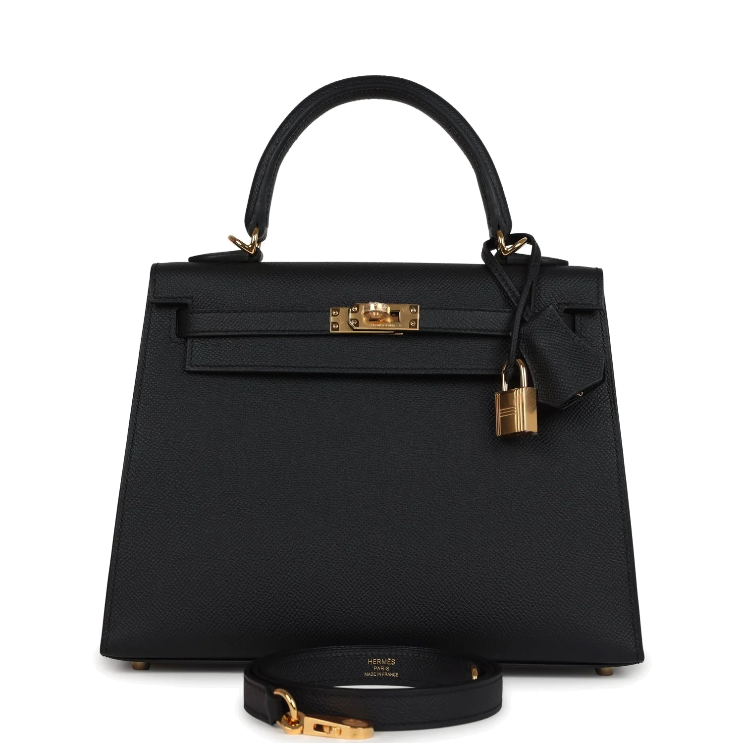 Hermes Kelly Sellier 25 Black Epsom Gold Hardware — фото 2