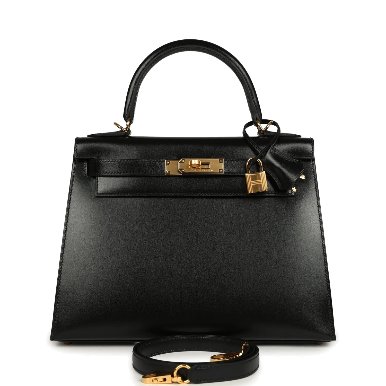 Hermes Kelly Sellier 28 Black Box Gold Hardware — фото 2