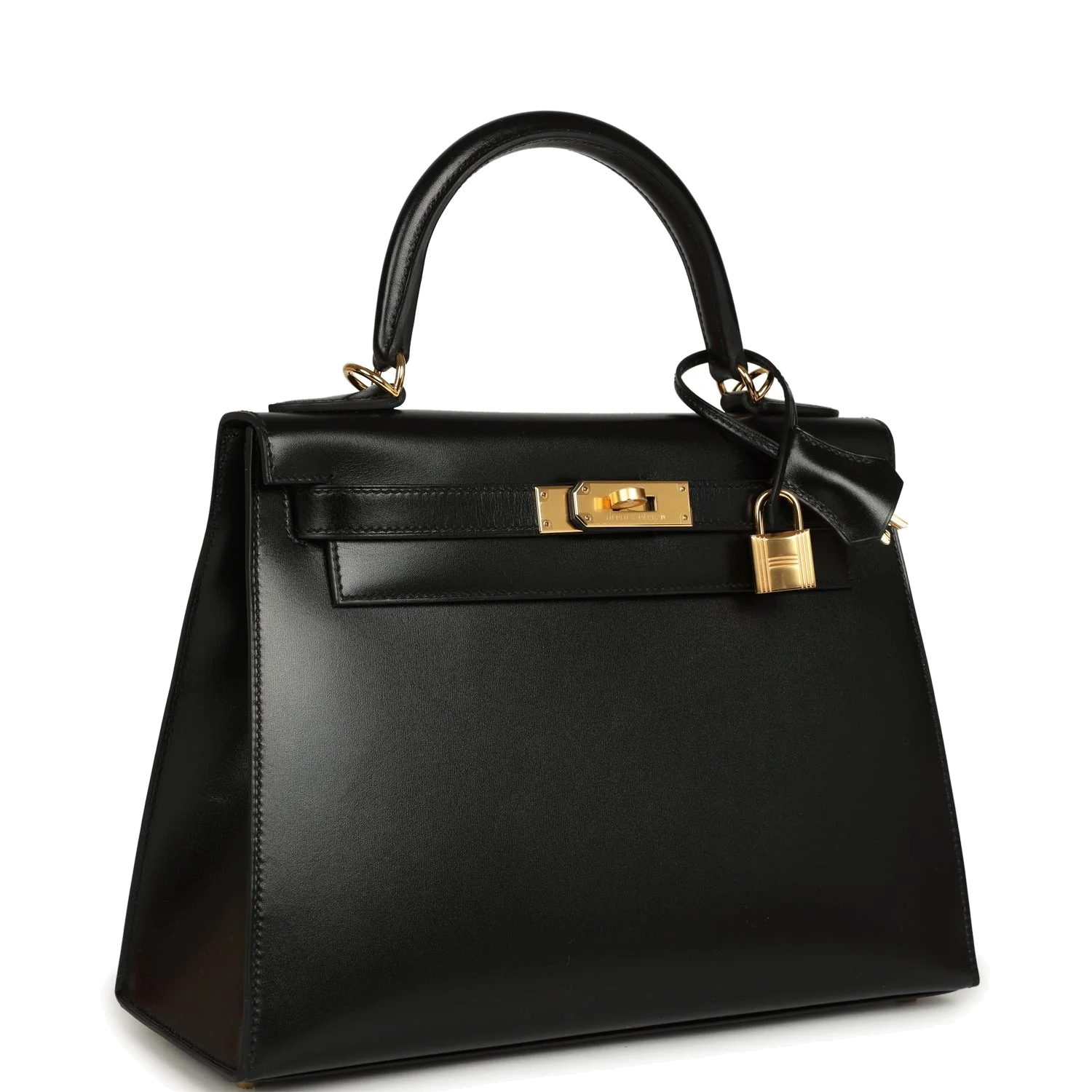 Hermes Kelly Sellier 28 Black Box Gold Hardware — фото 3