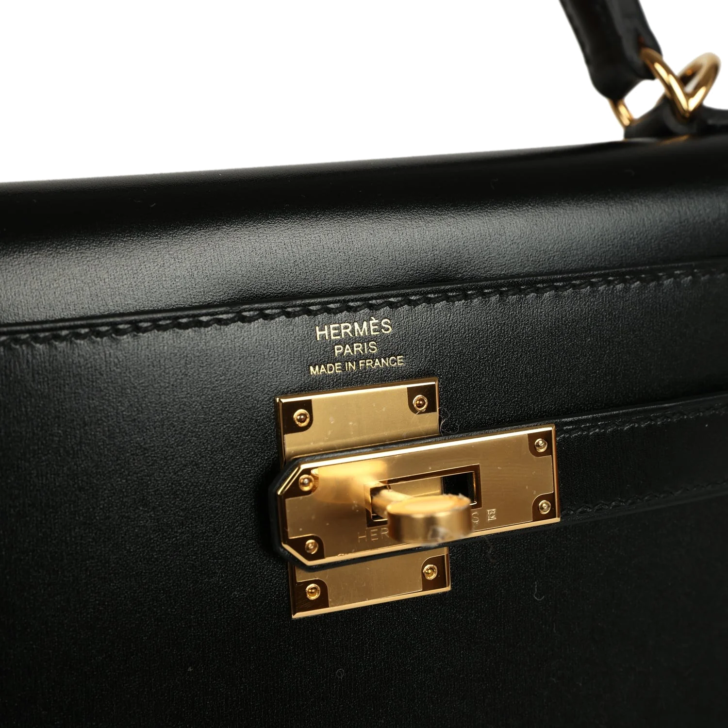 Hermes Kelly Sellier 28 Black Box Gold Hardware — фото 8