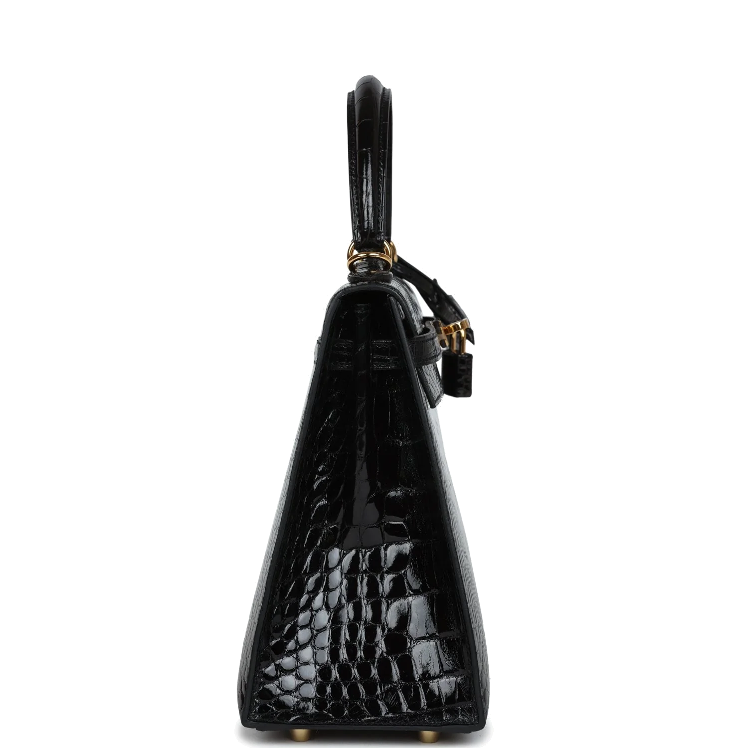 Hermes Kelly Sellier 25 Black Shiny Alligator Gold Hardware — фото 4