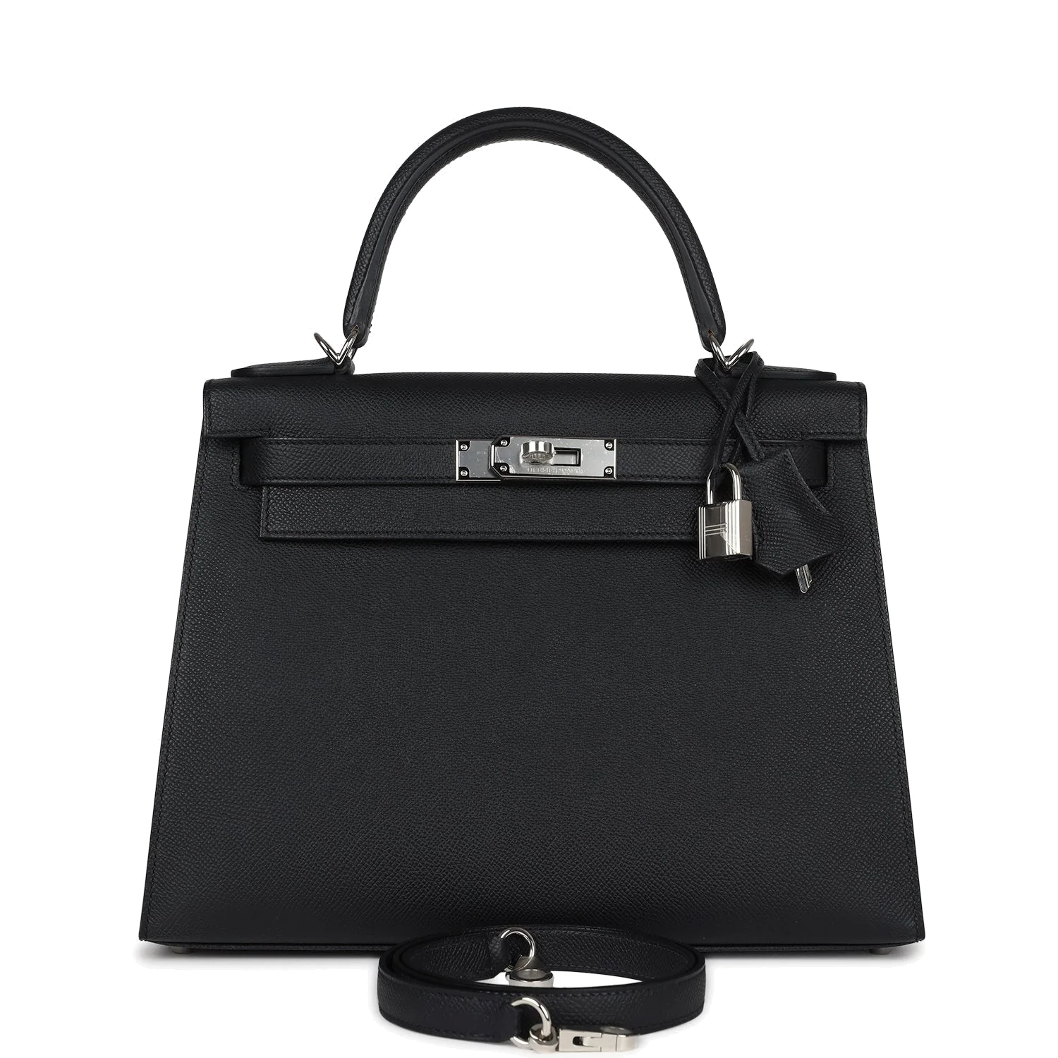 Hermes Kelly Sellier 28 Black Epsom Palladium Hardware — фото 2