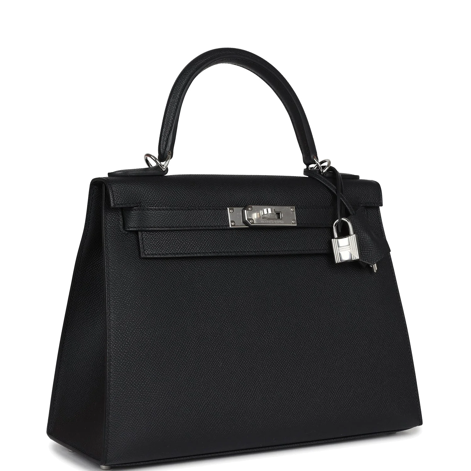 Hermes Kelly Sellier 28 Black Epsom Palladium Hardware — фото 3