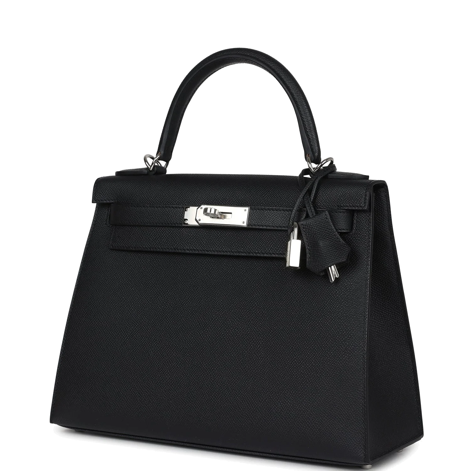 Hermes Kelly Sellier 28 Black Epsom Palladium Hardware — фото 6