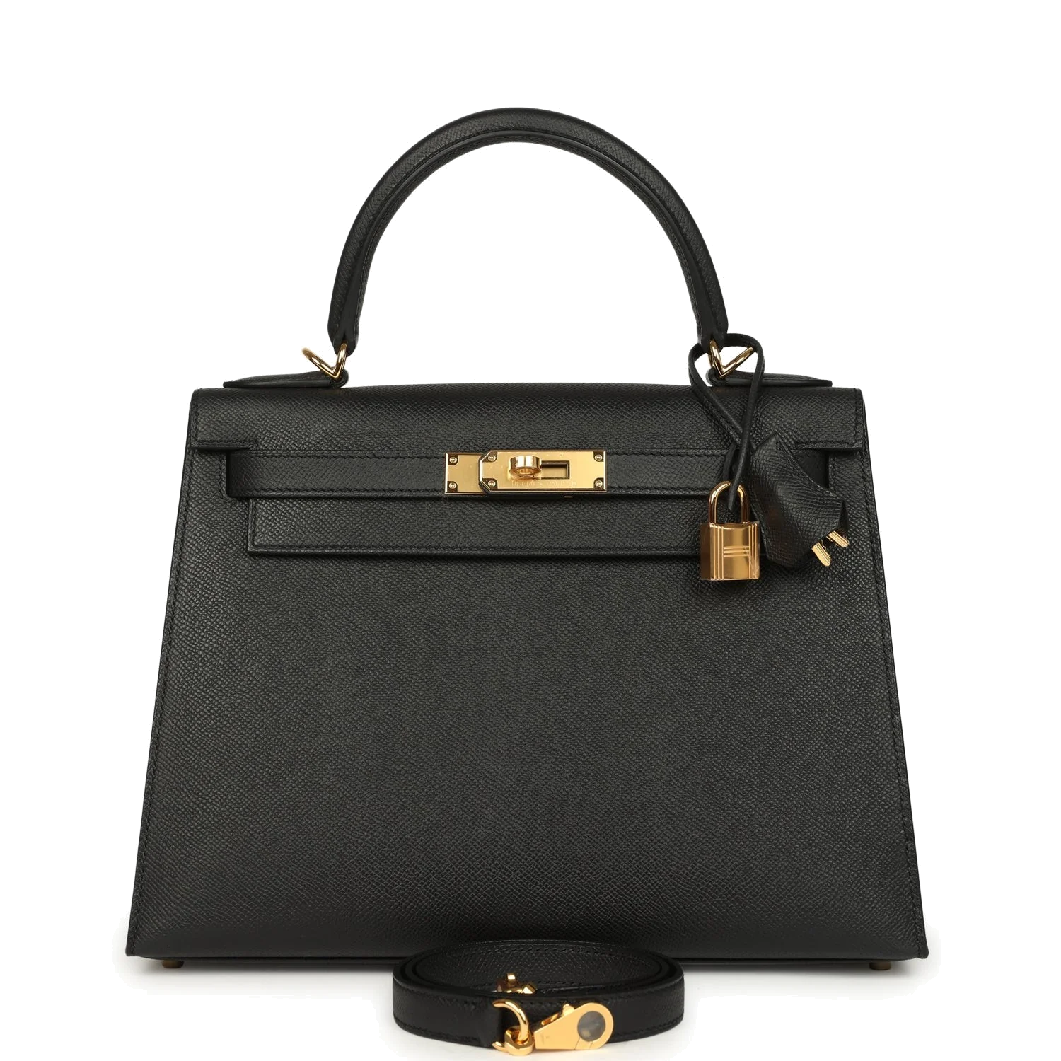 Hermes Kelly Sellier 28 Black Epsom Gold Hardware — фото 2