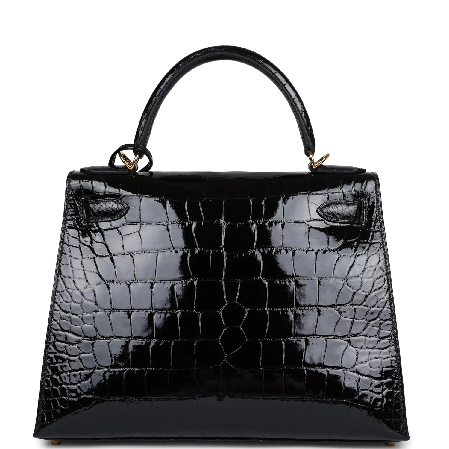 Hermes Kelly Sellier 28 Black Shiny Alligator Gold Hardware — фото 5