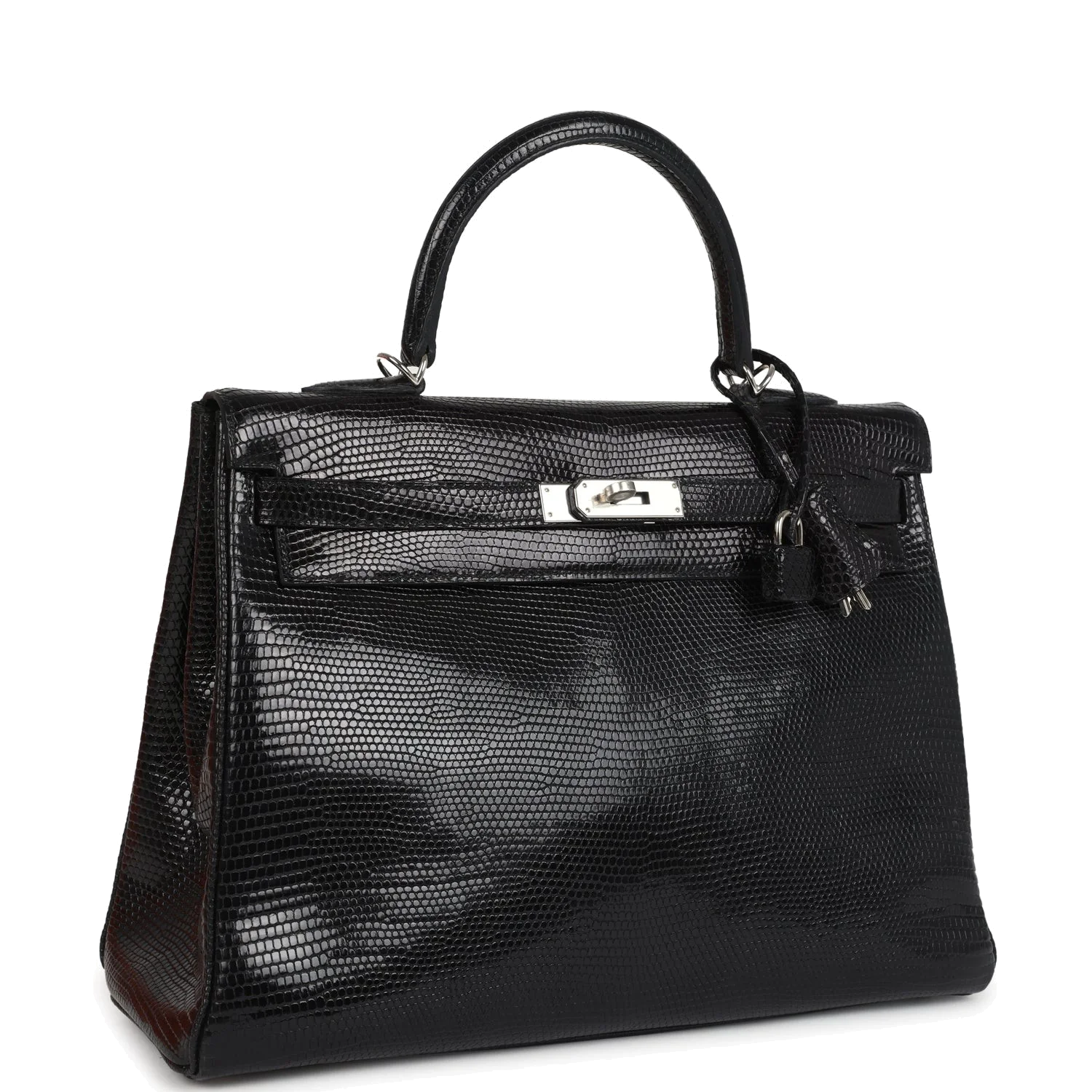 Hermes Kelly Retourne 35 Black Varanus Niloticus Lizard Palladium Hardware — фото 3