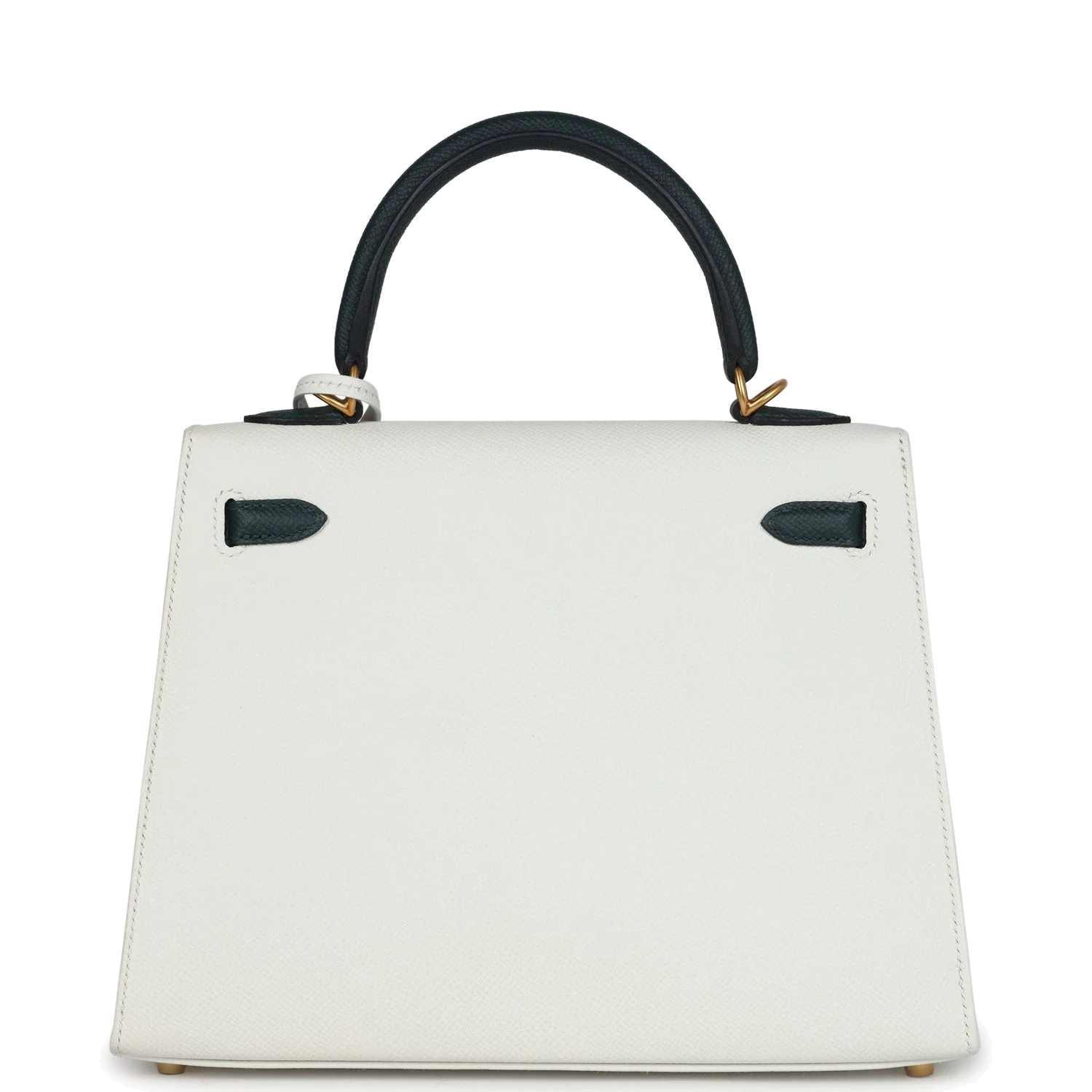 Hermes Special Order (HSS) Kelly Sellier 25 White and Vert Cypress Epsom Brushed Gold Hardware — фото 5