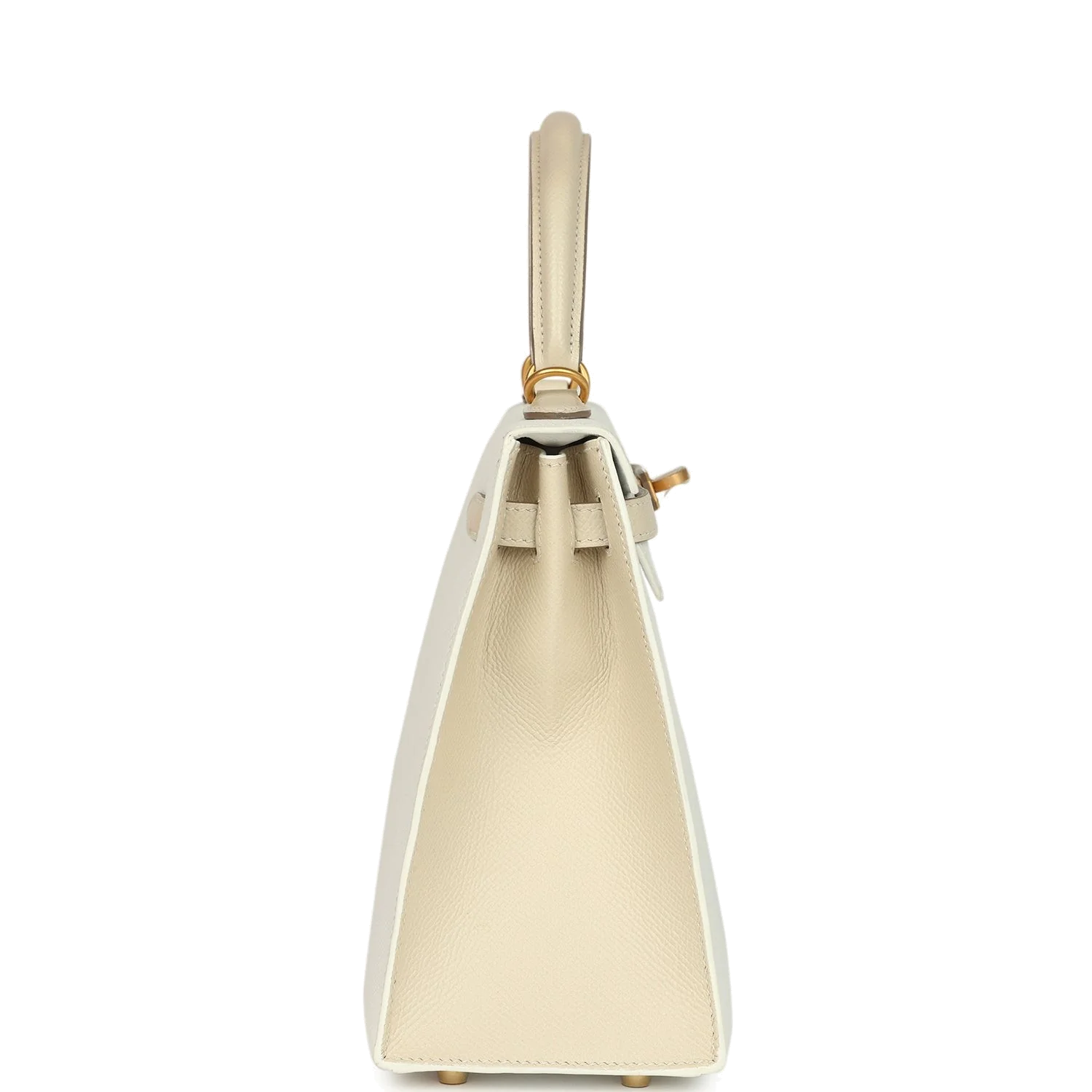 Hermes Special Order (HSS) Kelly Sellier 25 White and Trench Epsom Brushed Gold Hardware — фото 4