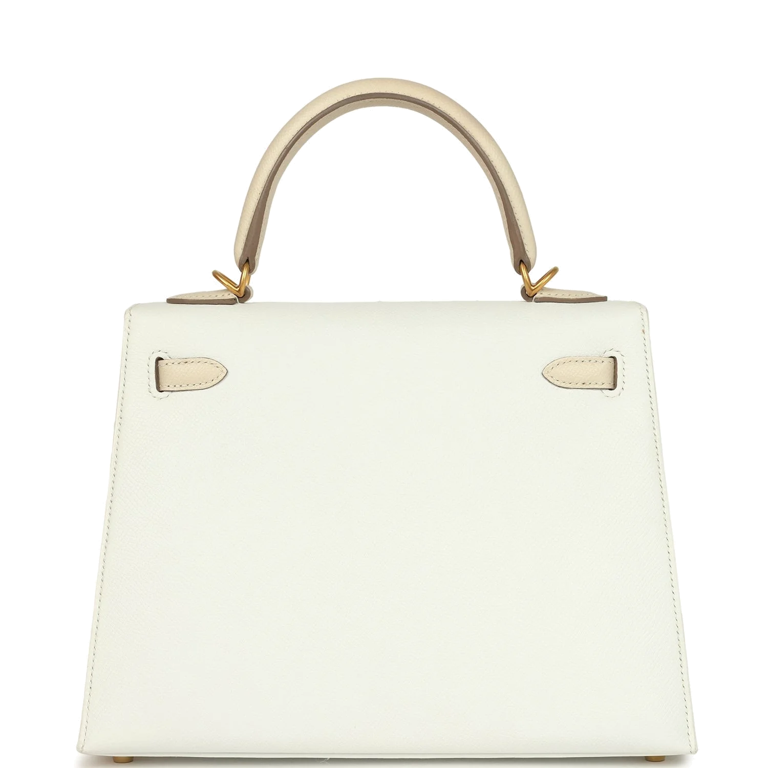 Hermes Special Order (HSS) Kelly Sellier 25 White and Trench Epsom Brushed Gold Hardware — фото 5
