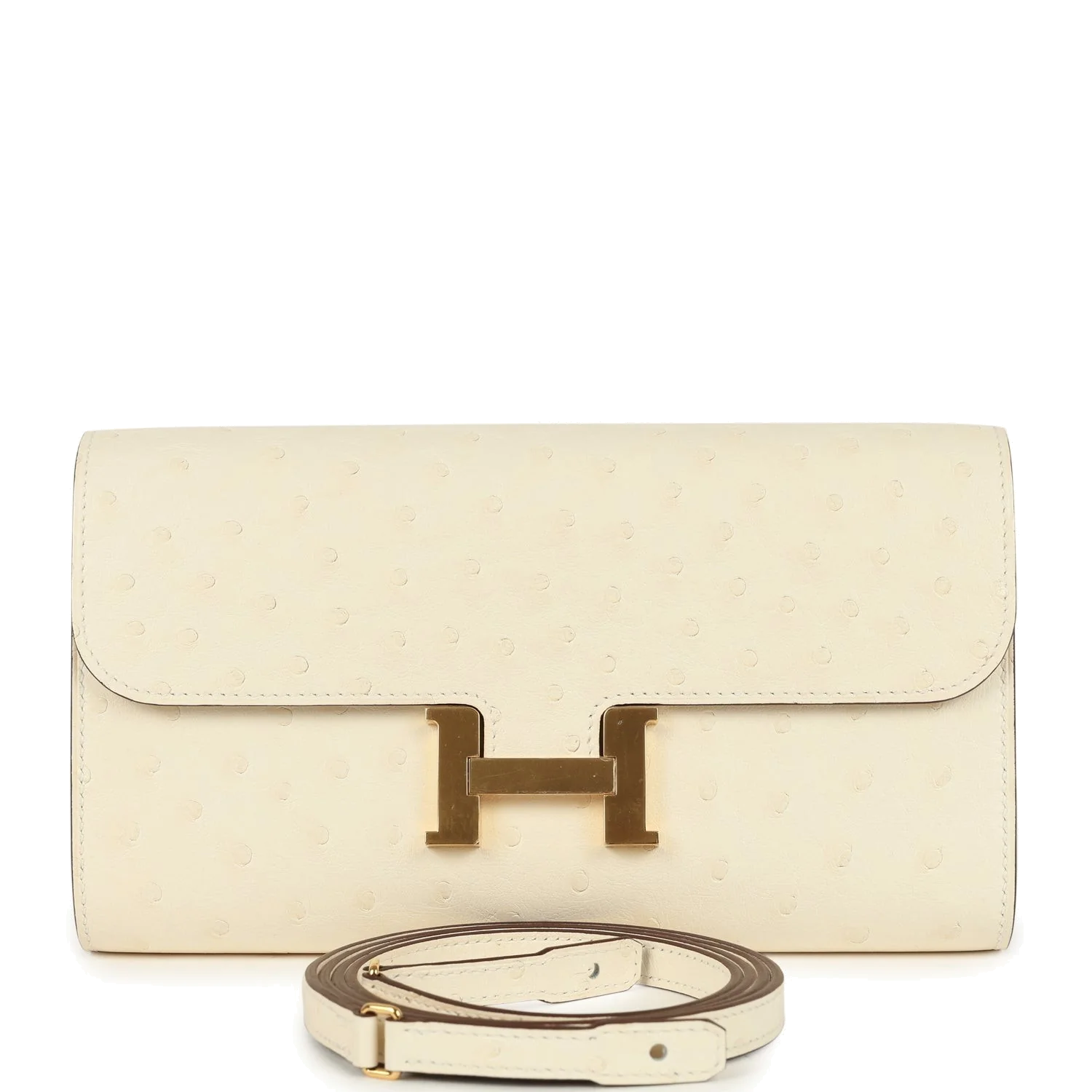 Hermes Constance Wallet To Go Nata Ostrich Gold Hardware