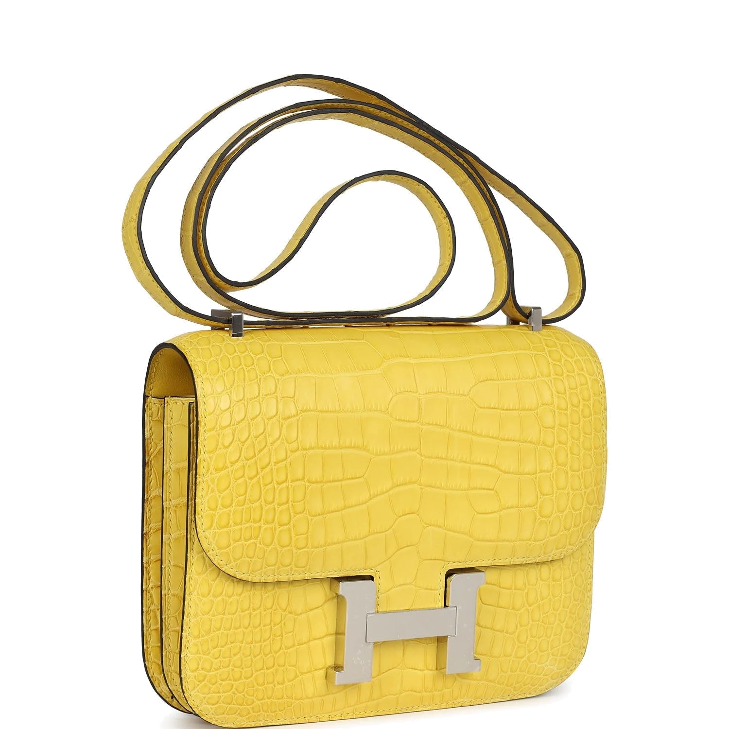 Hermes Constance 18 Mimosa Matte Alligator Palladium Hardware Мимоза матовый — фото 3