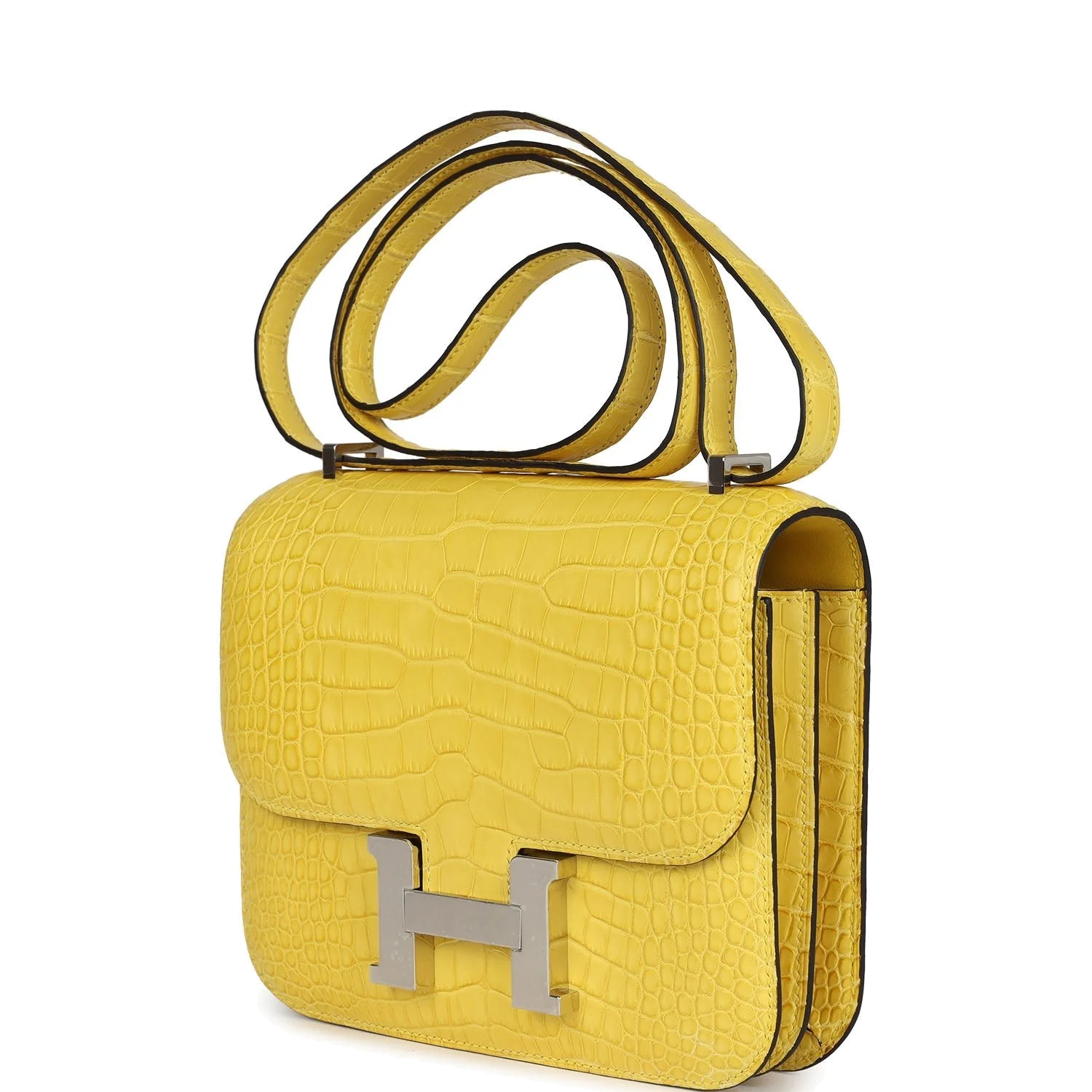 Hermes Constance 18 Mimosa Matte Alligator Palladium Hardware Мимоза матовый — фото 6