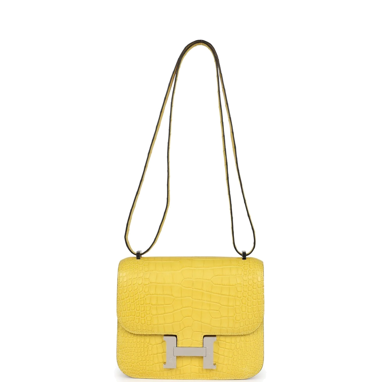 Hermes Constance 18 Mimosa Matte Alligator Palladium Hardware Мимоза матовый — фото 8