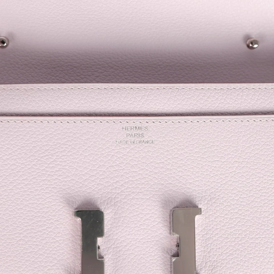 Hermes Constance Wallet To Go Mauve Pale Evercolor Palladium Hardware — фото 8