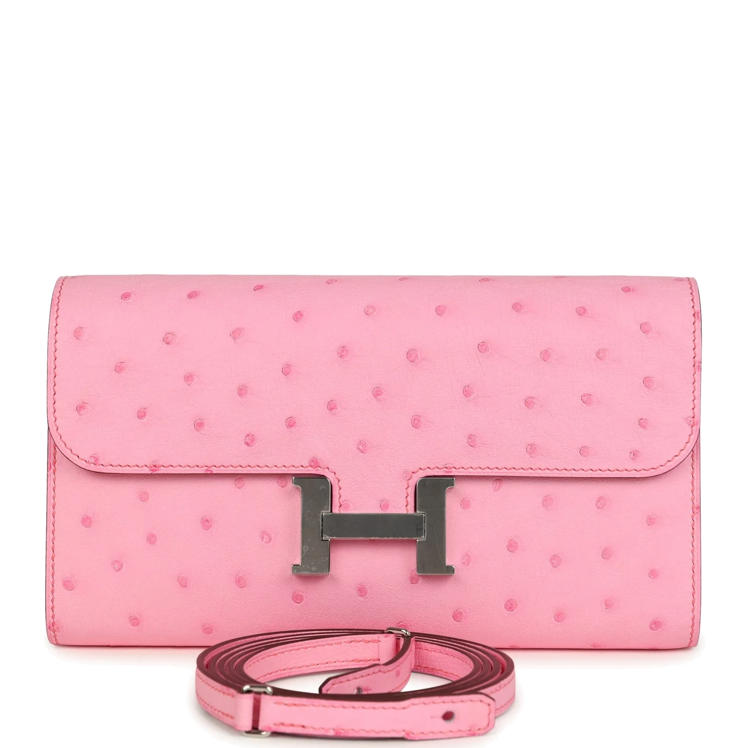 Hermes Constance To Go Wallet Bubblegum Ostrich Palladium Hardware — фото 2