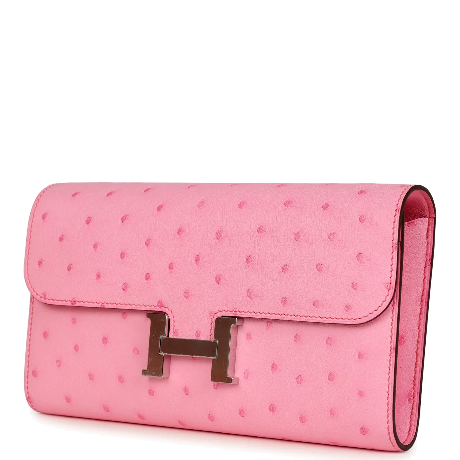 Hermes Constance To Go Wallet Bubblegum Ostrich Palladium Hardware — фото 6