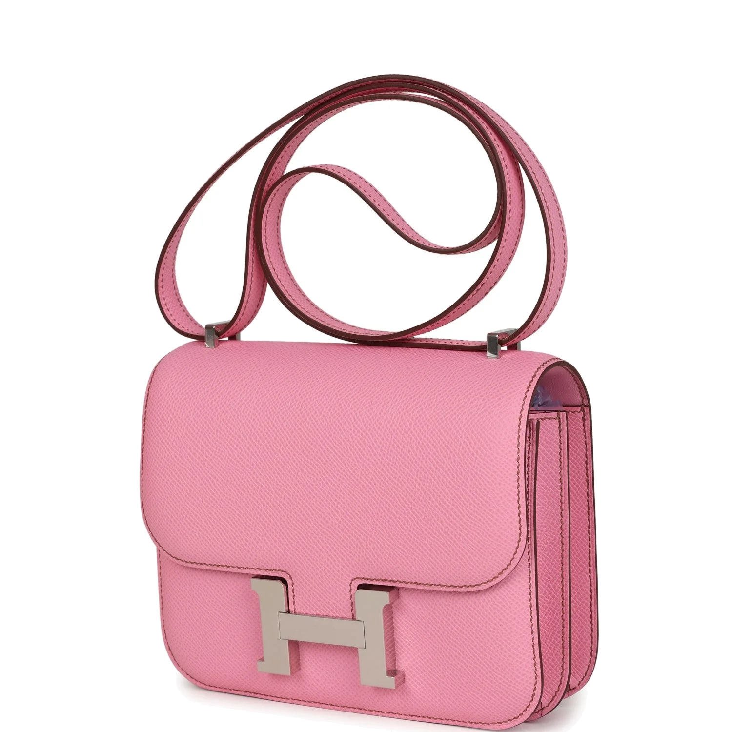 Hermes Constance 18 Bubblegum 5P Epsom Palladium Hardware Розовая жвачка — фото 6