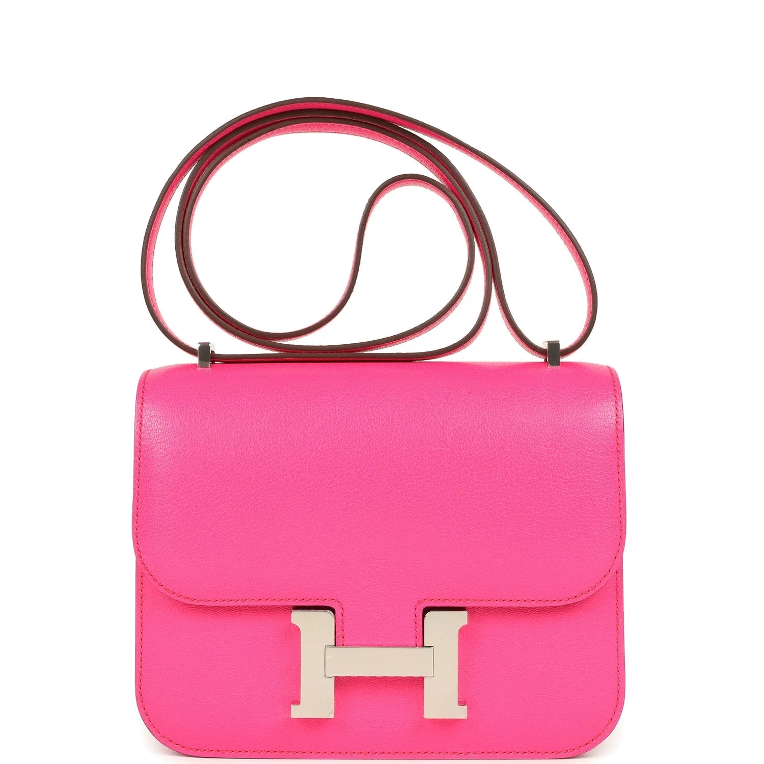Hermes Constance 18 Rose Pop Chevre Chamkila Palladium Hardware Розовый поп — фото 2