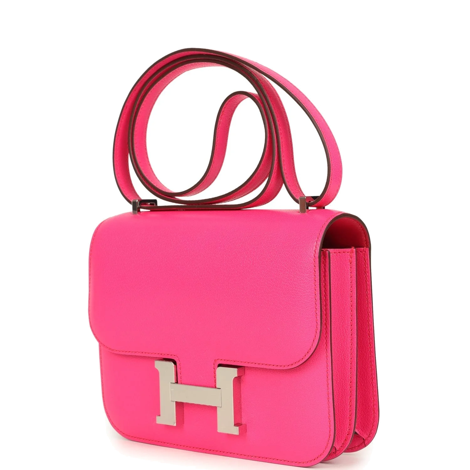 Hermes Constance 18 Rose Pop Chevre Chamkila Palladium Hardware Розовый поп — фото 6