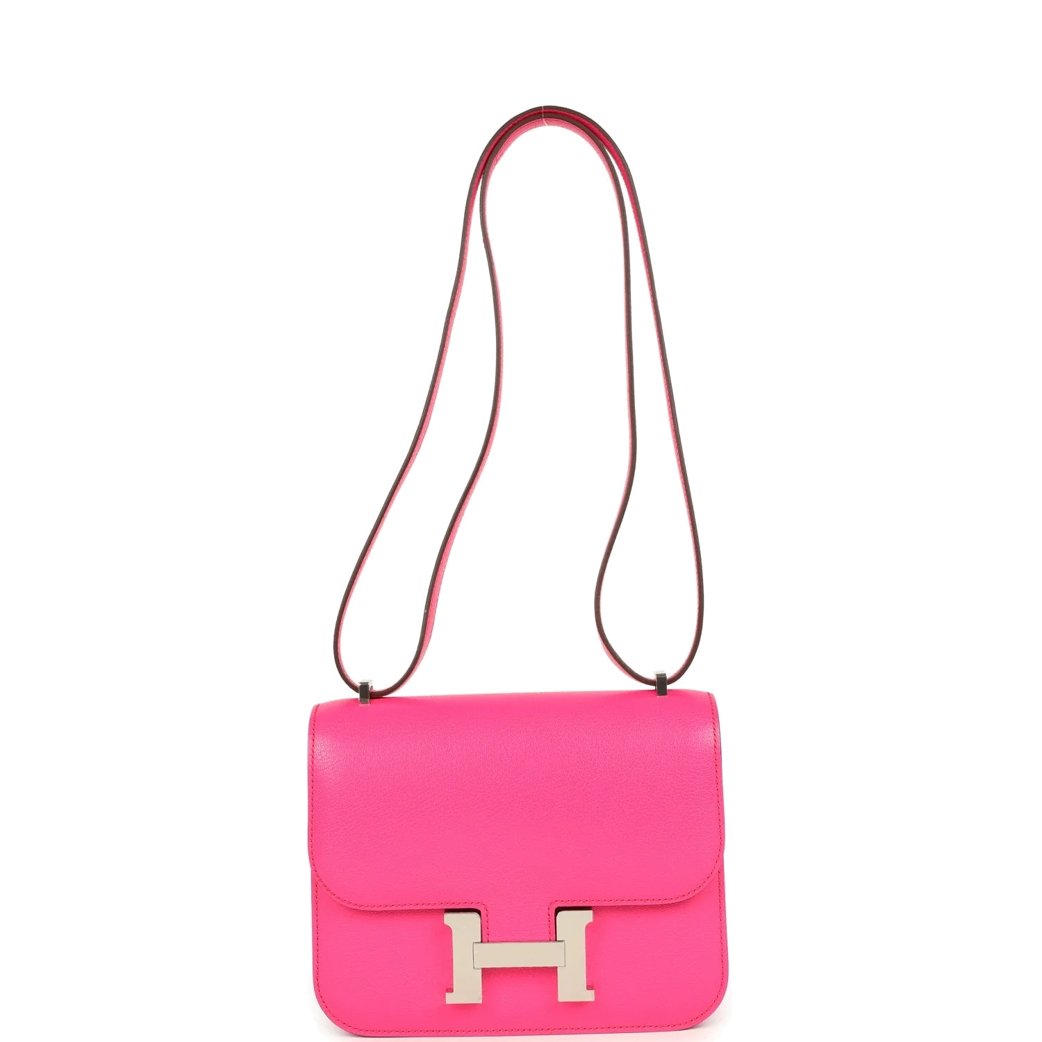 Hermes Constance 18 Rose Pop Chevre Chamkila Palladium Hardware Розовый поп — фото 8
