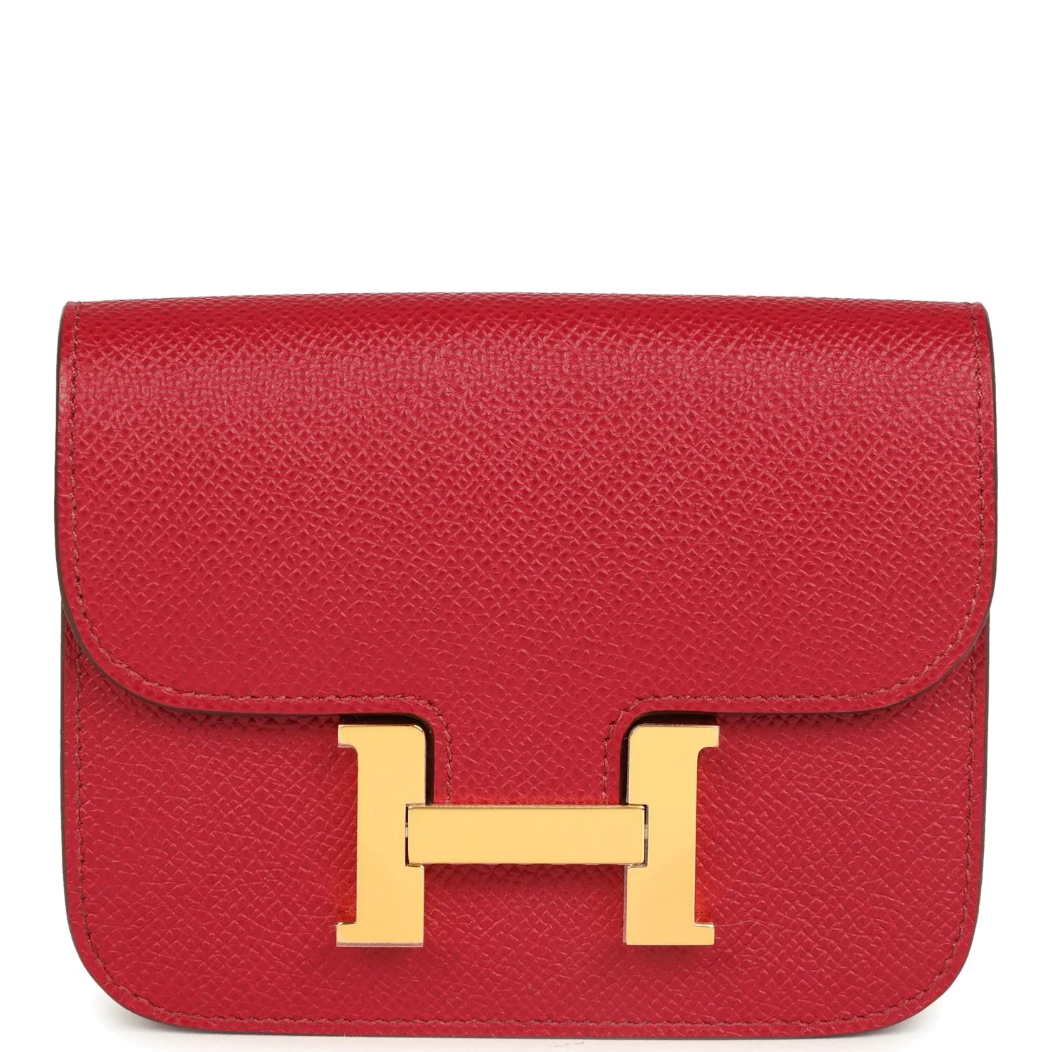 Hermes Constance Slim Wallet Rubis Epsom Gold Hardware — фото 2