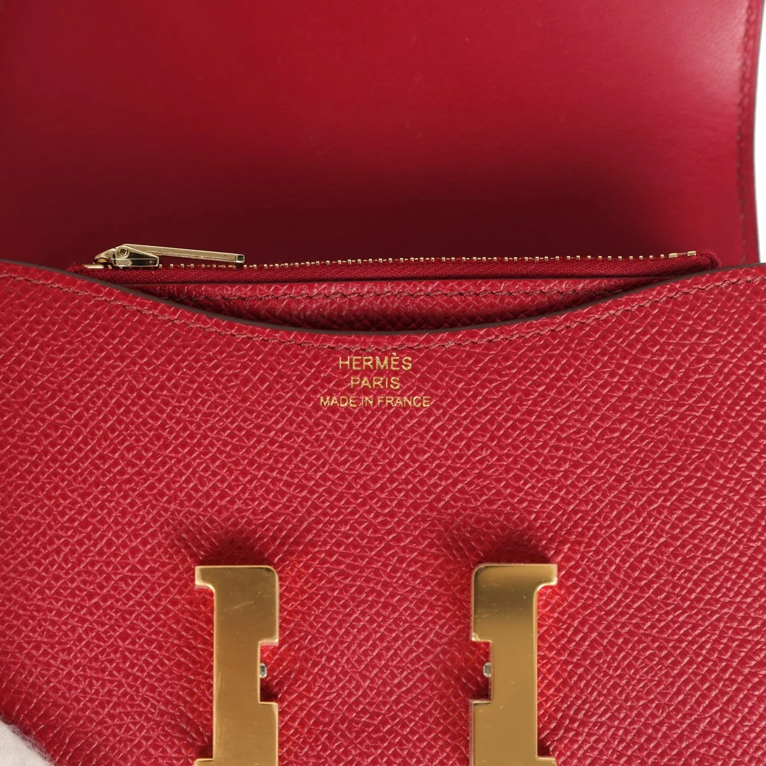Hermes Constance Slim Wallet Rubis Epsom Gold Hardware — фото 8