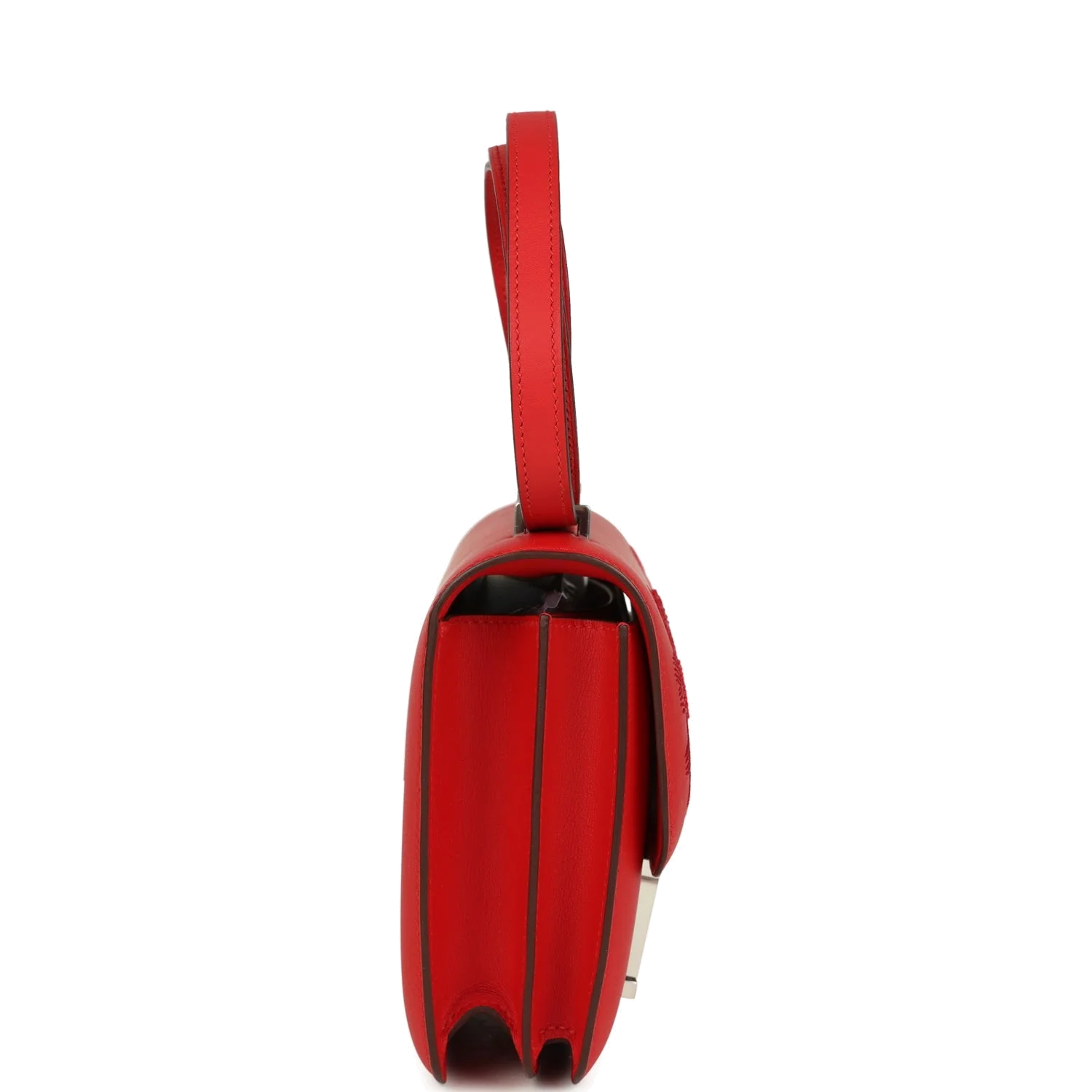 Hermes Constance 18 "Dancing Flowers" Rouge De Coeur Embroidered Swift Palladium Hardware — фото 4